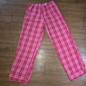 PINK Victoria's Secret Hot Pink Plaid Pajama Pants